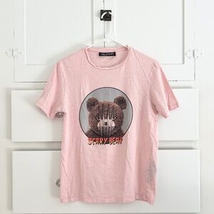 Neil Barrett Scary Bear Graphic Tee Pink Made in Italy Size Small
